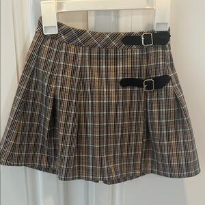 Katie J NYC Tan Brown Pleated Skater Mini